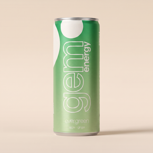 Gem Energy Evergreen apple-ginger energy drink, 250ml can