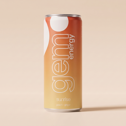 Gem Energy Sunrise peach-ginger energy drink, 250ml can