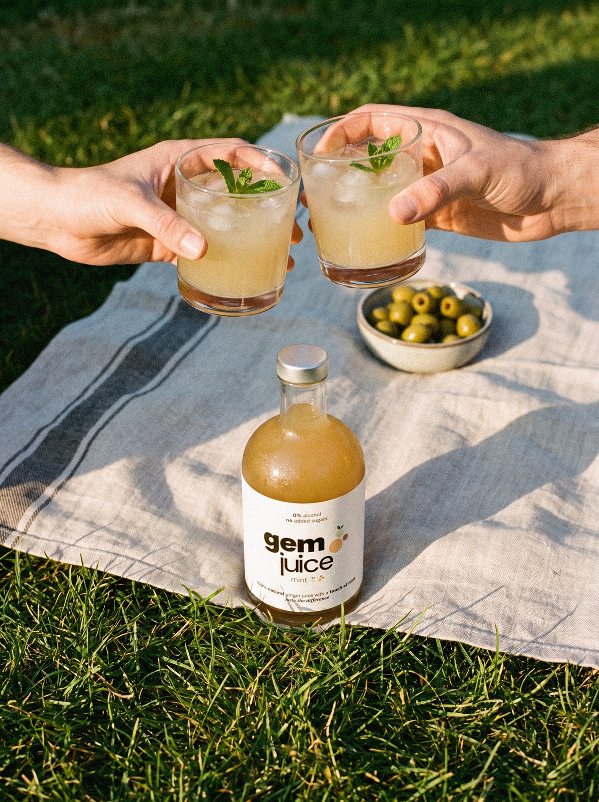 Gem Juice Mint at a golden-hour picnic aperitif